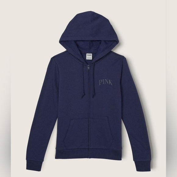 Victoria’s Secret PINK Everyday Women's Full Zip Hoodie Sweatshirt X-Small Blue - Picture 3 of 14